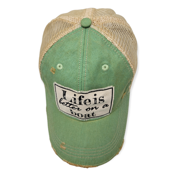 "Life is better on a boat" Unisex Snapback Cap - Destressed Mint - Travelers Trade Post
