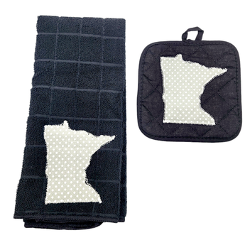 Minnesota Kitchen Towel Set - Black and gray - Travelers Trade Post