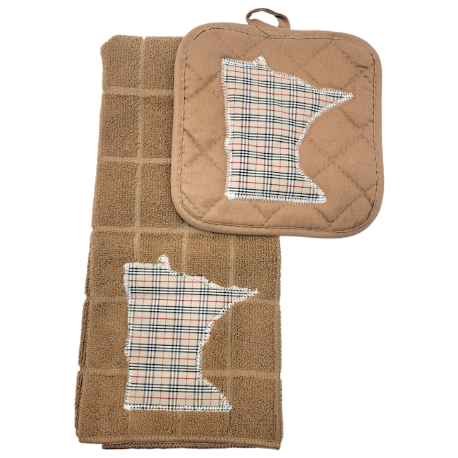 Minnesota Kitchen Towel Set - Brown with tan plaid – Travelers Trade Post