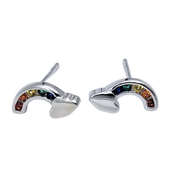 Rainbow Gem Stud Sterling Silver Stud Earrings - Travelers Trade Post