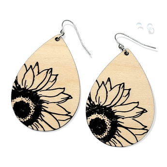 Sunflower Wood Drop Earrings - Travelers Trade Post