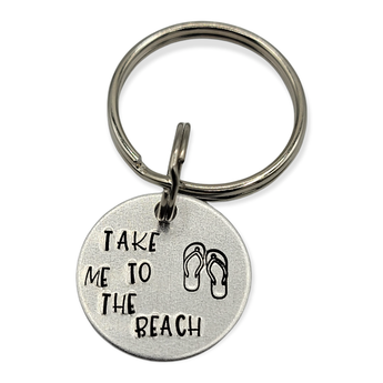 "Take Me To The Beach" Hand Stamped Keychain - Travelers Trade Post