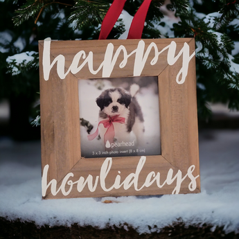 "Happy Howlidays" Wooden picture frame Ornament - Travelers Trade Post