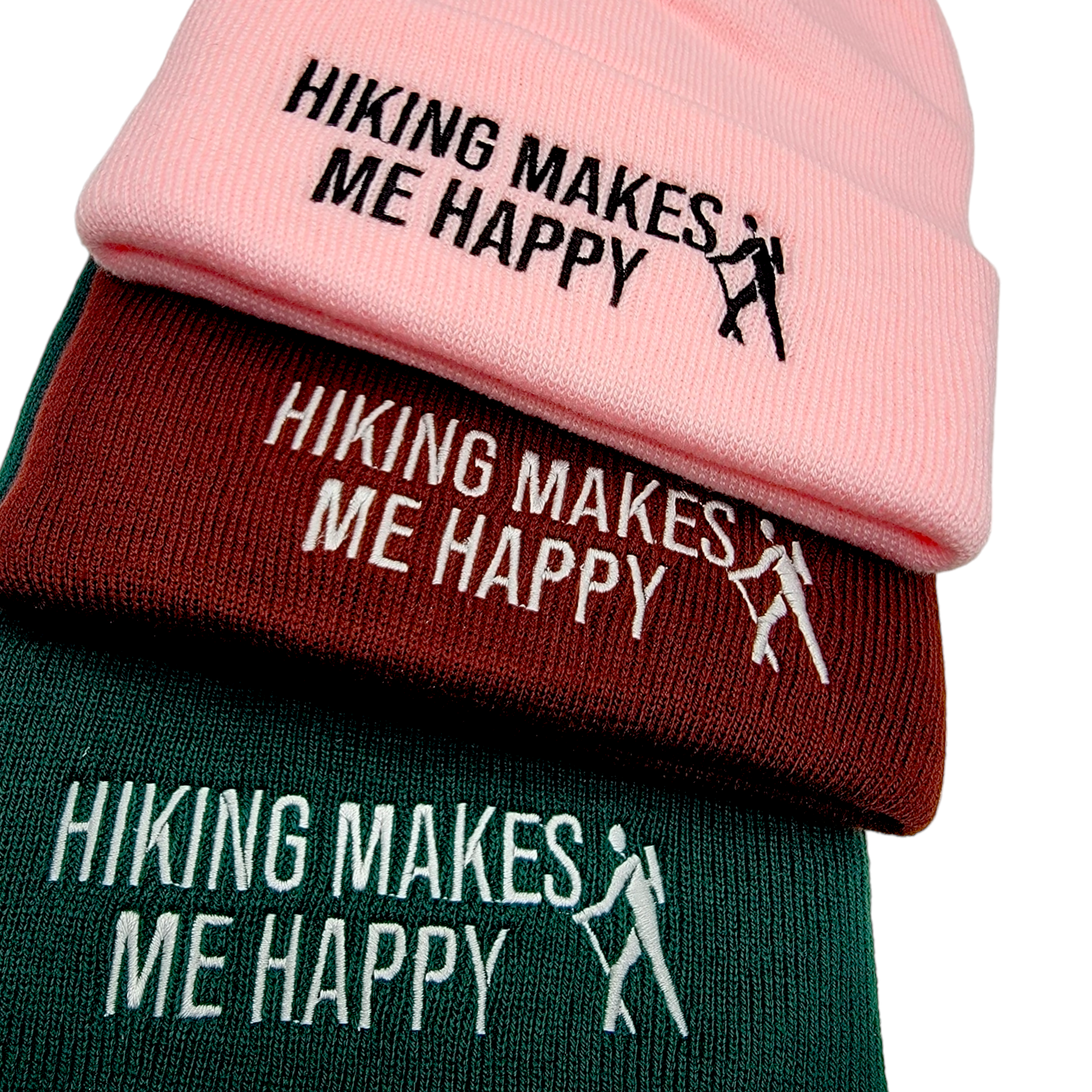 "Hiking makes me happy" - Adult Beanie - 4 colors - Travelers Trade Post