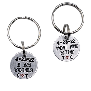 "I am yours, you are mine" couples set - personalized keychain SET (2 keychains)