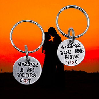 "I am yours, you are mine" couples set - personalized keychain SET (2 keychains)