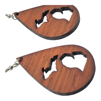 Michigan Wood Cutout Dangle Earrings