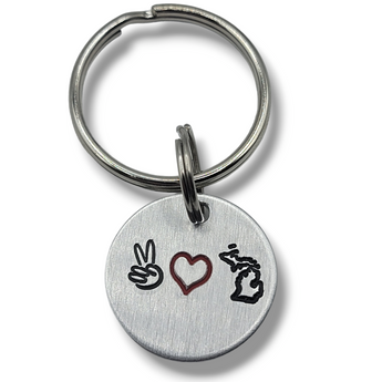 Peace, love, MICHIGAN Keychain (ADD YOUR STATE)