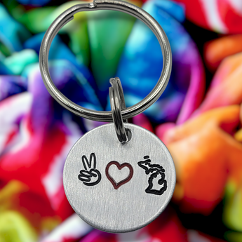 Peace, love, MICHIGAN Keychain (ADD YOUR STATE)