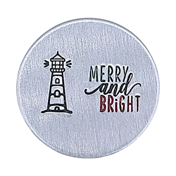 Merry and Bright - handstamped magnet