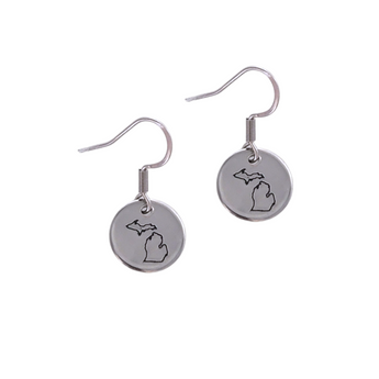 Michigan Earrings - Hand Stamped