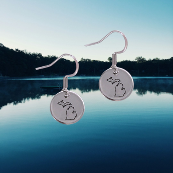 Michigan Earrings - Hand Stamped