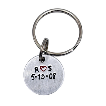 Personalized LOVE Keychain -  YOUR INTIALS AND DATE