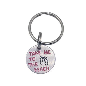 "Take Me To The Beach" Hand Stamped Keychain