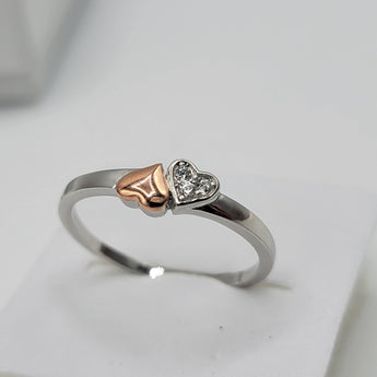 Double Heart .925 Sterling Silver Ring