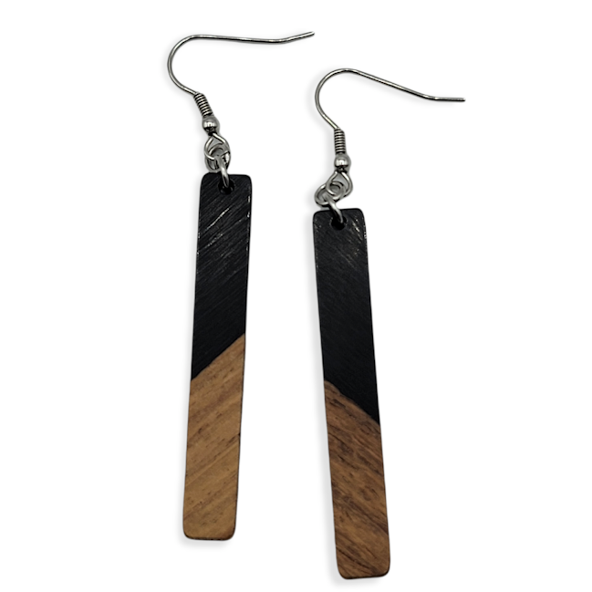 Earth Black Wood/ Resin 2 inch drop earrings - Travelers Trade Post