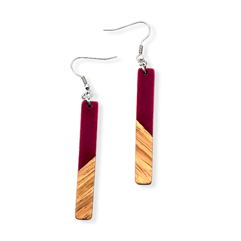 Michigan Cherry Red Wood/ Resin 2" drop earrings - Travelers Trade Post