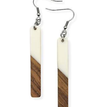 Shell White Wood/ Resin 2 inch drop earrings - Travelers Trade Post