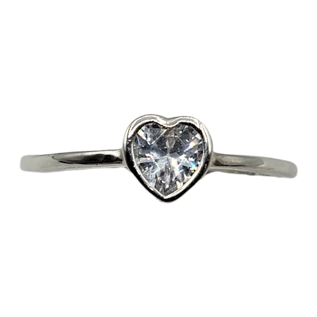 Crystal Heart CZ Sterling Silver Ring - Travelers Trade Post