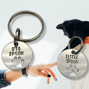Big Spoon / Little Spoon Dog tag and Keychain SET (2 pc) - Travelers Trade Post