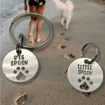 Big Spoon / Little Spoon Dog tag and Keychain SET (2 pc) - Travelers Trade Post
