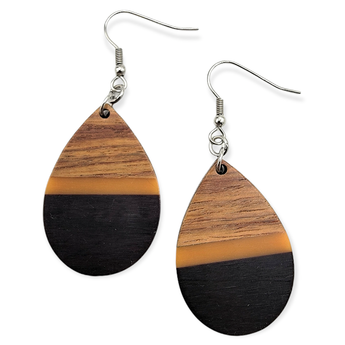 Droplet of the earth Wood/ Resin drop earrings - Travelers Trade Post