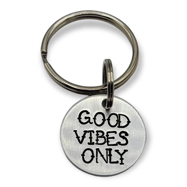 "Good Vibes Only" Hand Stamped Keychain - Travelers Trade Post