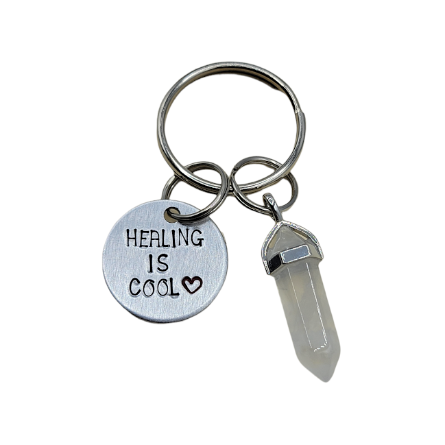 "Healing is cool" Keychain (PICK YOUR GEMSTONE/ CRYSTAL) - Travelers Trade Post