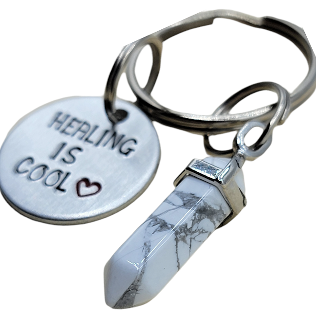 "Healing is cool" Keychain (PICK YOUR GEMSTONE/ CRYSTAL) - Travelers Trade Post