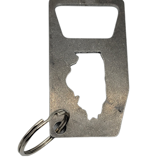 Illinois Bottle Opener Keychain - Illinois shape cutout - Travelers Trade Post