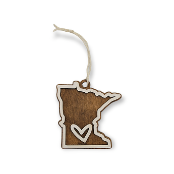 Minnesota Christmas Wood Ornament - Minnesota Shape - Travelers Trade Post