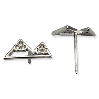 Mountain Sterling Silver and CZ Stud Earrings - Travelers Trade Post