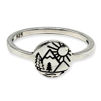 Mountain scene Sterling Silver Ring - Travelers Trade Post