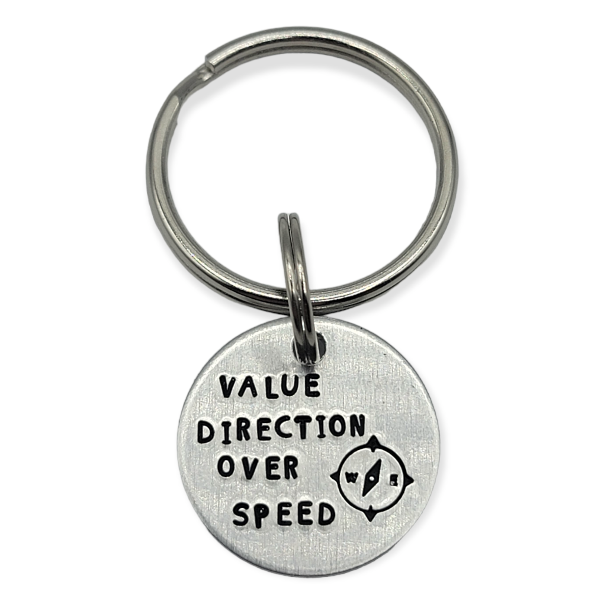 "Value Direction over Speed" Hand Stamped Keychain - Travelers Trade Post