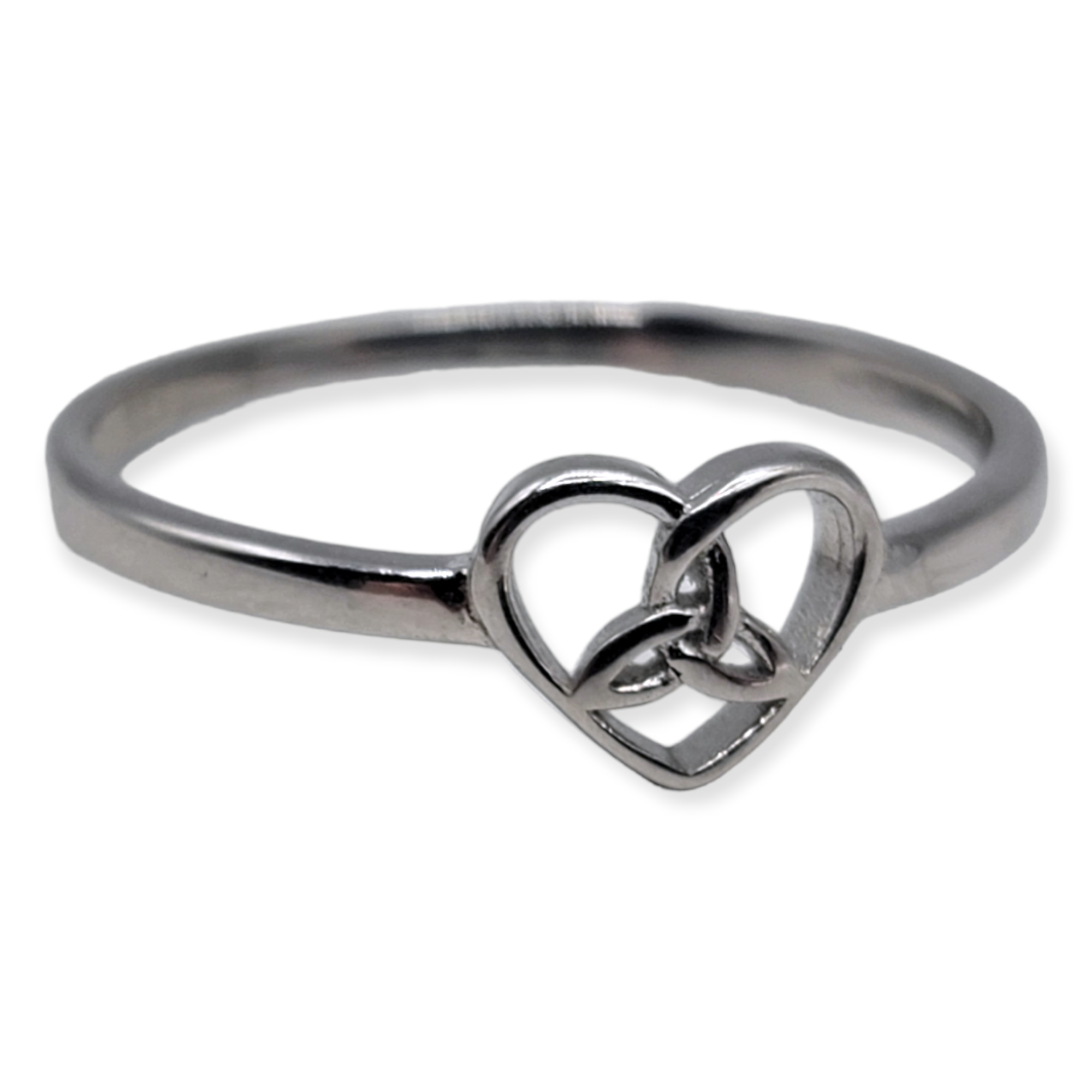Trinity Knot Celtic Heart .925 Sterling Silver Ring - LIMITED SIZES (9 and 10) - Travelers Trade Post