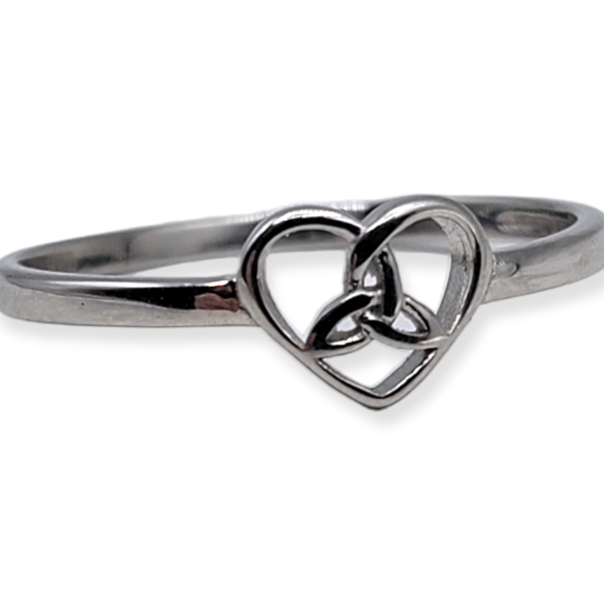Trinity Knot Celtic Heart .925 Sterling Silver Ring - LIMITED SIZES (9 and 10) - Travelers Trade Post