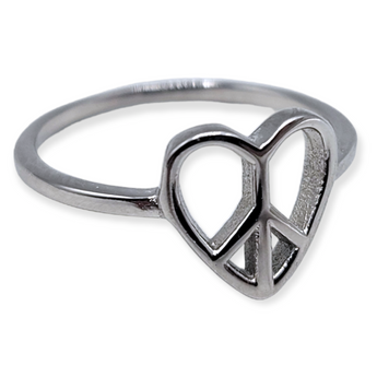 Heart/peace sign .925 Sterling Silver Ring - Travelers Trade Post