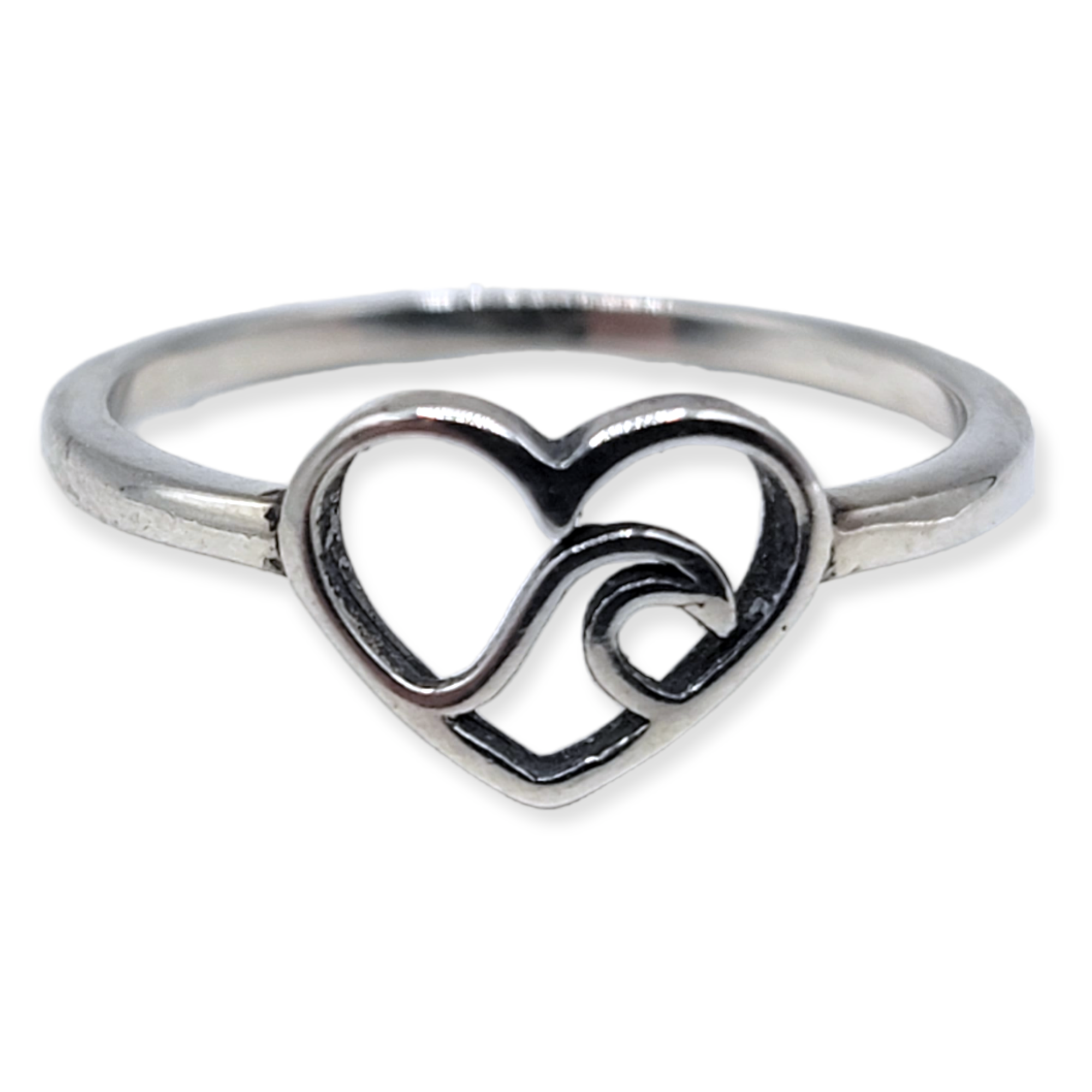 Waves/heart .925 Sterling Silver Ring - Travelers Trade Post