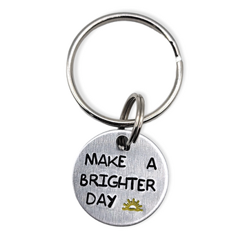 "Make a brighter Day" Hand Stamped Keychain - Travelers Trade Post