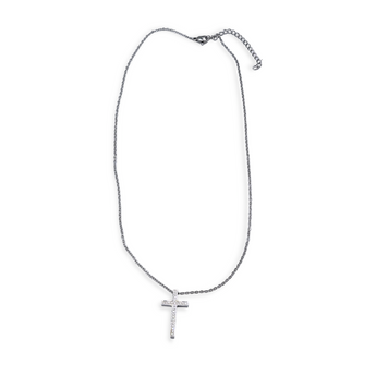 Cross Necklace - CZ / Stainless Steel- 18 inch chain - Travelers Trade Post