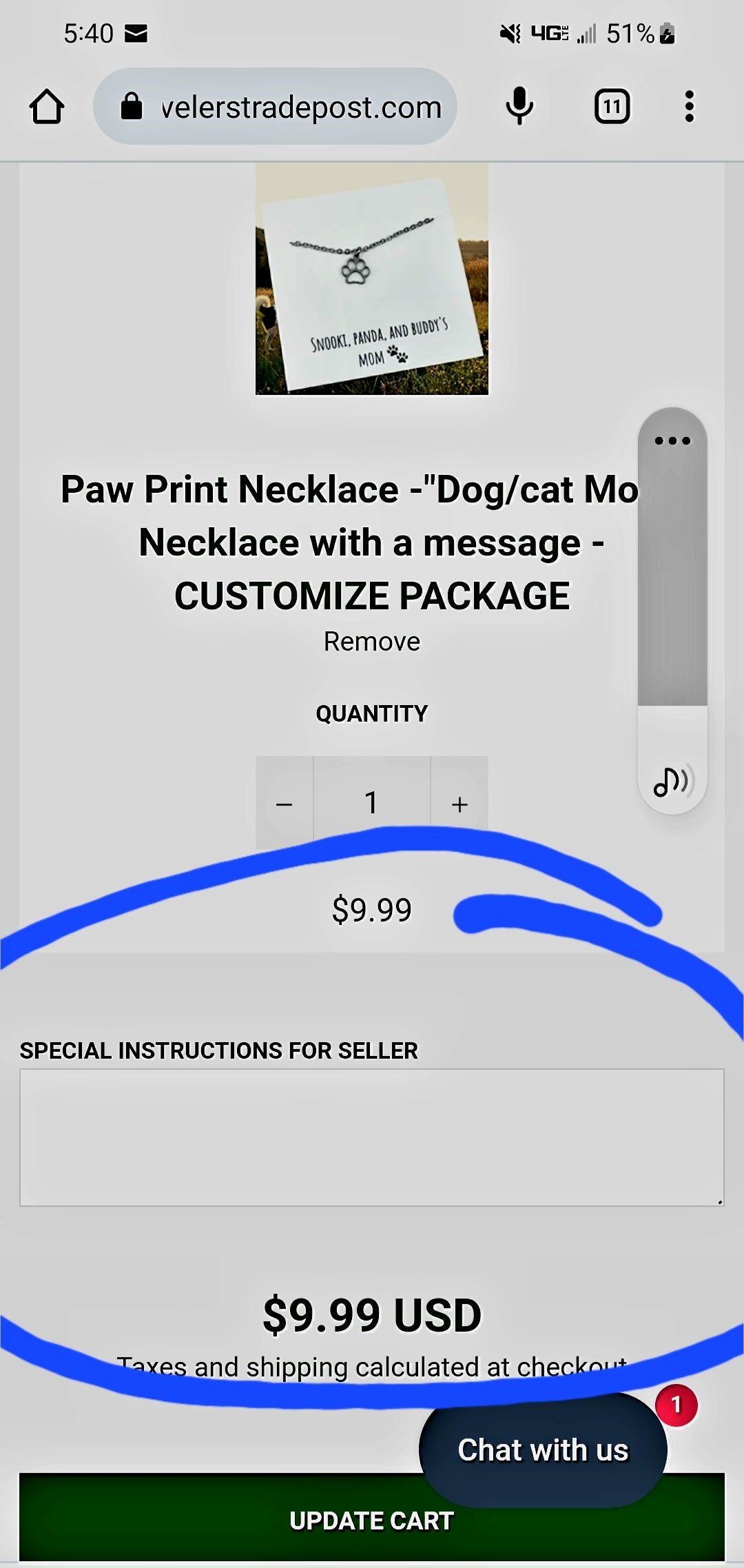 Paw Print Necklace -"Dog/cat Mom" Necklace with a message - CUSTOMIZE PACKAGE - Travelers Trade Post