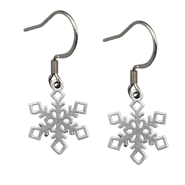 Snowflake drop earrings - Stainless Steel Hook Earrings - Travelers Trade Post