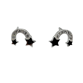 Shooting Stars Cubic Zirconia Sterling Silver Stud Earrings - Travelers Trade Post