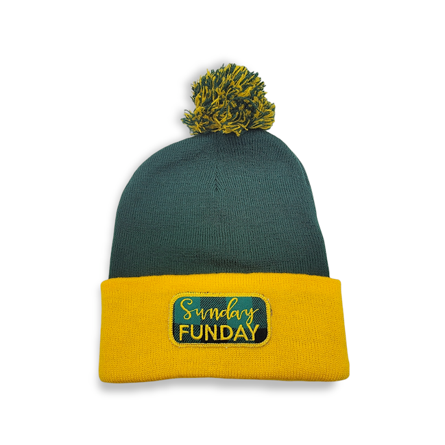SUNDAY FUNDAY Green/Yellow Adult Beanie - Travelers Trade Post