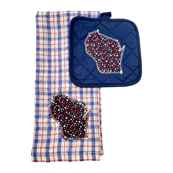 Wisconsin Kitchen Towel Set - Red/ white/blue plaid - Travelers Trade Post