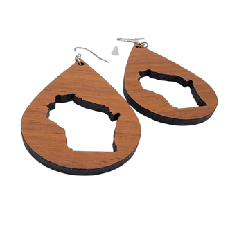 Wisconsin Wood Cutout Dangle Earrings - Travelers Trade Post