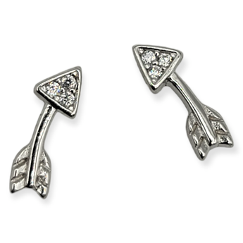 Arrow - Cubic Zirconia .925 Sterling Silver Stud Earrings - Travelers Trade Post