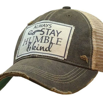 "Always Stay Humble & Kind" Unisex Snapback Cap - Destressed Black - Travelers Trade Post