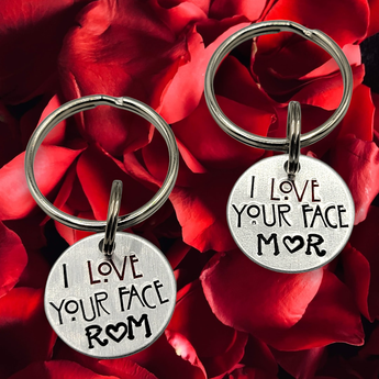 "I Love Your Face" couples set - personalized keychain SET (2 keychains) - Travelers Trade Post