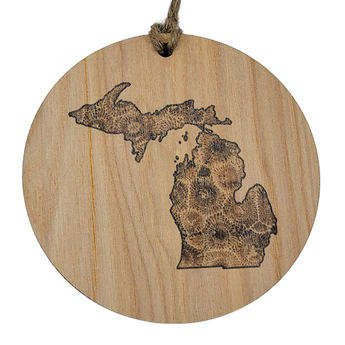 Michigan Christmas Ornament - Petoskey Stone - Travelers Trade Post
